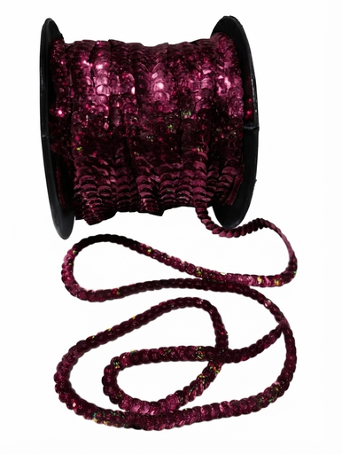 [12045] Hilo de lentejuela laser cube 6mm fucsia oscuro x 1mt.   