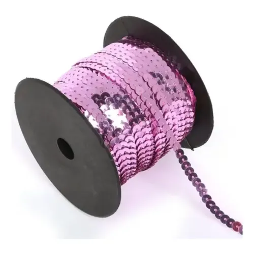 [12045] Hilo de lentejuela metal plana 6mm rosa x 1mt.      
