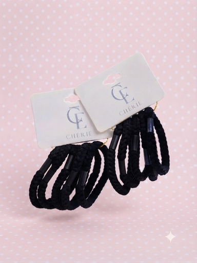 [12356]  Gomitas cabello negras trenzada (3681-10) x 5un 