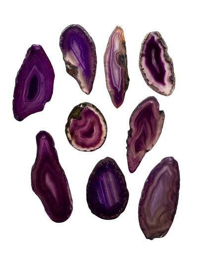 [12213] Dije rodaja ágata perforada violeta x 1 un.  