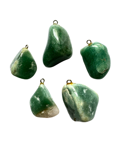 [12213] Dije piedra Cuarzo Verde Rolado c/pitón x 1 un.       