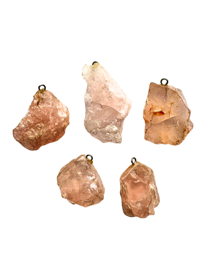 [12213] Dije piedra Cuarzo Rosa Rolado c/pitón x 1 un.        