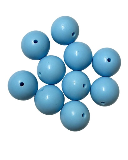 [12276] Bolita silicona lisa 15mm celeste x 10 un  