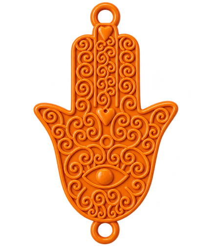 [15306] Dije de fundición doble agarre mano fatima naranja x 1un