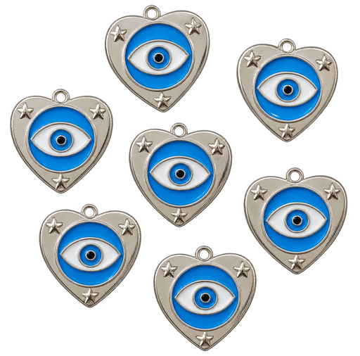 [15306] Dije de fundición corazon ojo turco celeste x 1un
