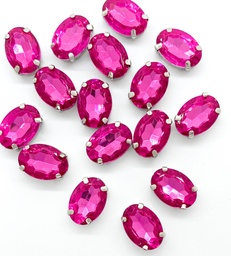 [11574] Gema engarzada oval fucsia brillante 10x14 mm x 10un.