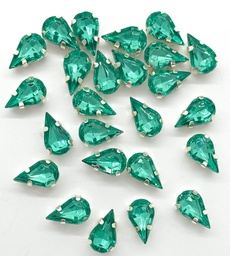 [10993] Gema engarzada gota aqua brillo 6x10mm x 10un.