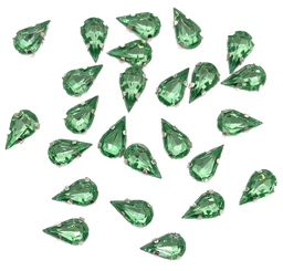 [10993] Gema engarzada gota verde claro brillo 6x10mm x 10un.