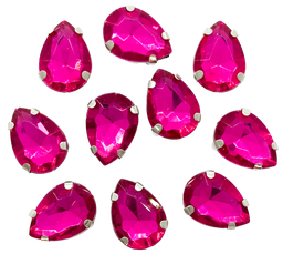 [10994] Gema engarzada gota fucsia brillo 10x14mm x 10un.