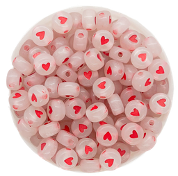 [11639] Corazón plano 7mm luminosos rojo x 10 gr.