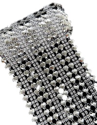 [11840] Falso strass c/forma plata corazón x 1 mt.