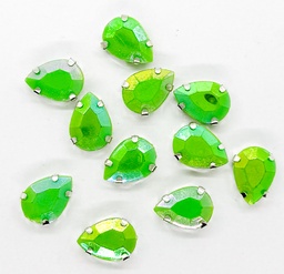 [11005] Gema engarzada gota verde manzana opaca ab 10x14mm x 10un.