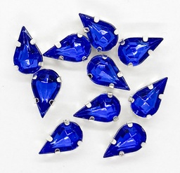 [10993] Gema engarzada gota azúl brillo 6x10mm x 10un.