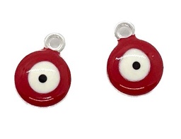 [12130] Dije ojo turco esmaltado rojo 10mm x 2 un.