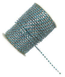 [11902] Strass en tira SS16 celeste base plata x 1 mt.