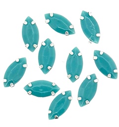 [11008] Gema engarzada navette turquesa opaco 7x15mm x 10un.