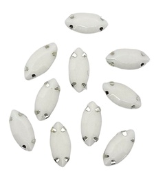 [11008] Gema engarzada navette blanco opaco 7x15mm x 10un.