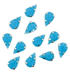 [10993] Gema engarzada gota celeste opaco 6x10mm x 10un.