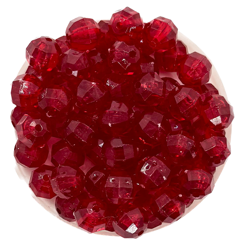 [10299] Bolita acrílica facetada rojo 8mm x 10g