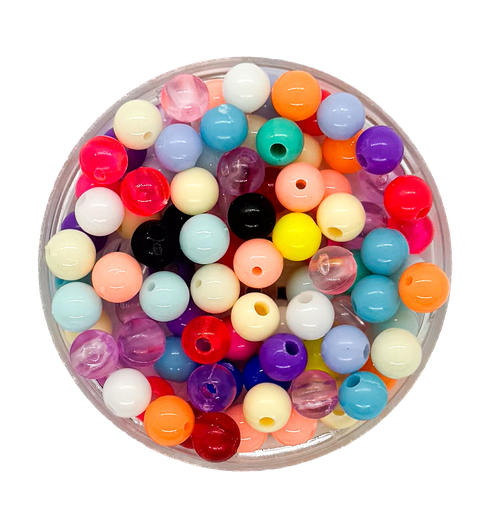 [10293] Bolita acrílico lisa multicolor 6mm x 10g