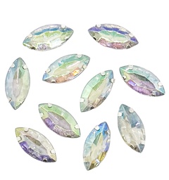[11033] Gema engarzada navette plata tornasol 7x15 mm x 10un.