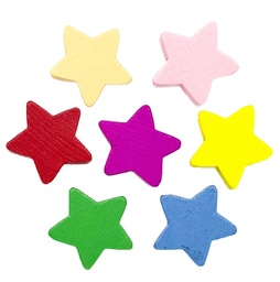 [10858] Estrellas de madera colores surtidos 18mm x 10 un.