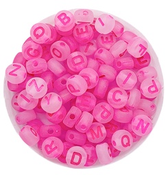 [11581] Plástico letras planas 7mm rosa opalina x 10 gr.