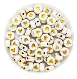 [11681] Corazón plano 7mm blanco c/dorado x 10 gr.