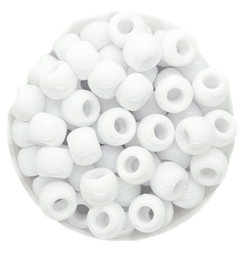 [10102] Cuentas acrílico pase ancho blanco 10mm x 10grs.