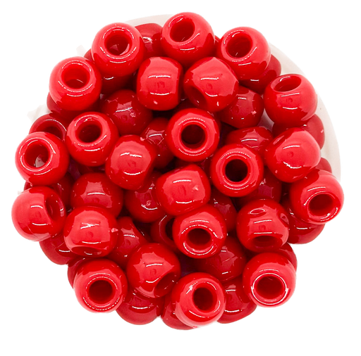 [10102] Cuentas acrílico pase ancho rojo 10mm x 10grs.