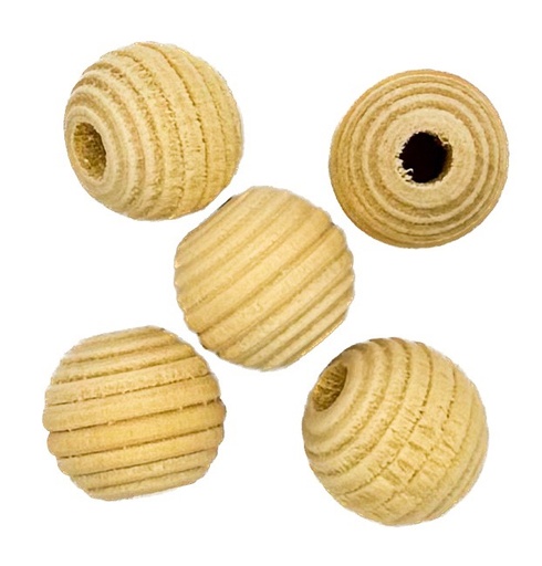 [11041] Bolita madera sin pintar rayada 14mm x 5 un.