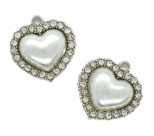 [12206] Dije fundición corazón strass c/perla x 1un.