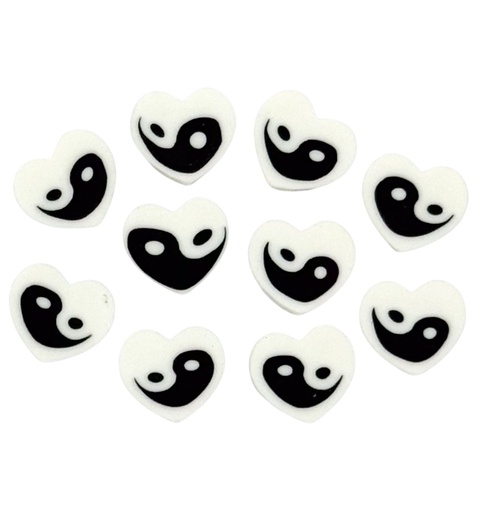[10215] Fimo yin yan corazón b/n x 5 un.