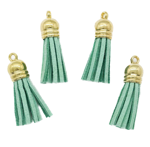 [10375] Fleco gamuza verde agua 3.8cm x 4 un.